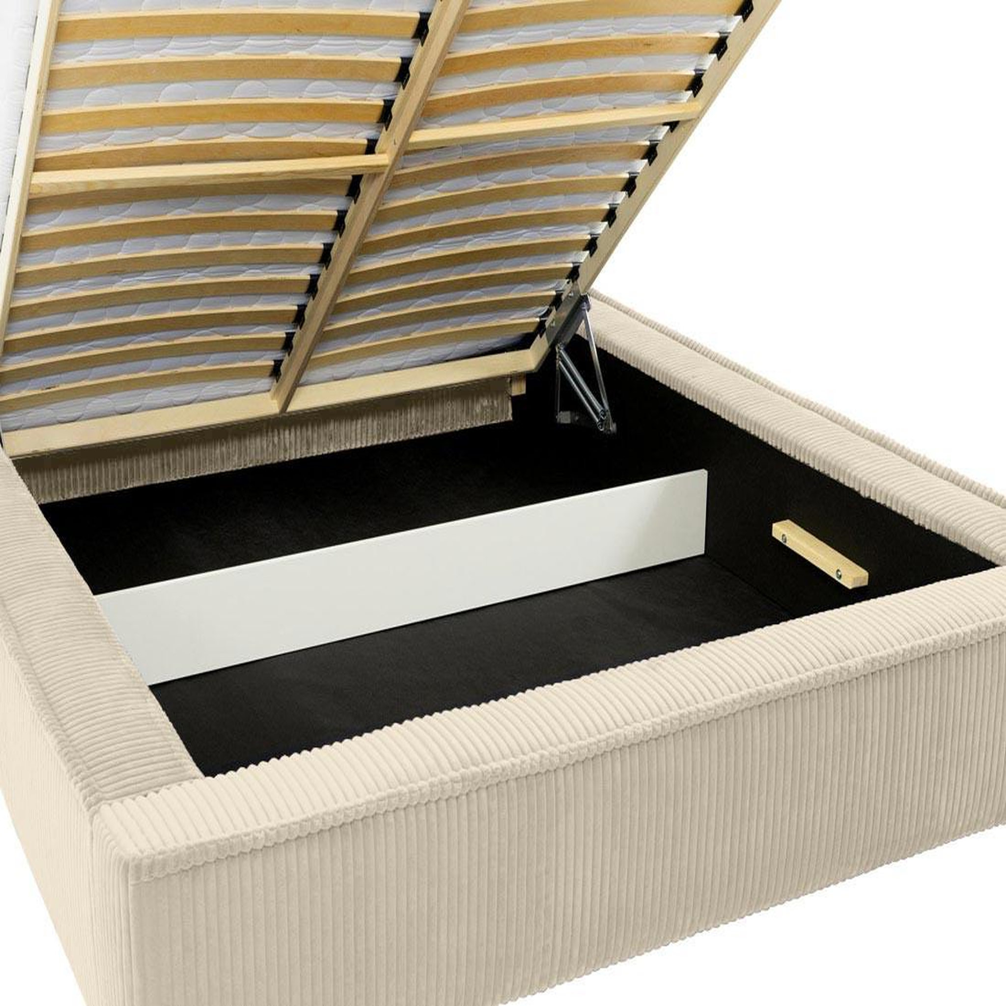 Voir la diapositive 5 : BEST MOBILIER Swan - lit coffre - 180x200 cm - sommier inclus - en velours côtelé grosses côtes