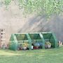 Voir la diapositive 4 : HOMCOM Mini serre de jardin 270L x 90l x 90H cm acier PE haute densité 140 g/m² anti-UV 3 fenêtres avec zip enroulables vert