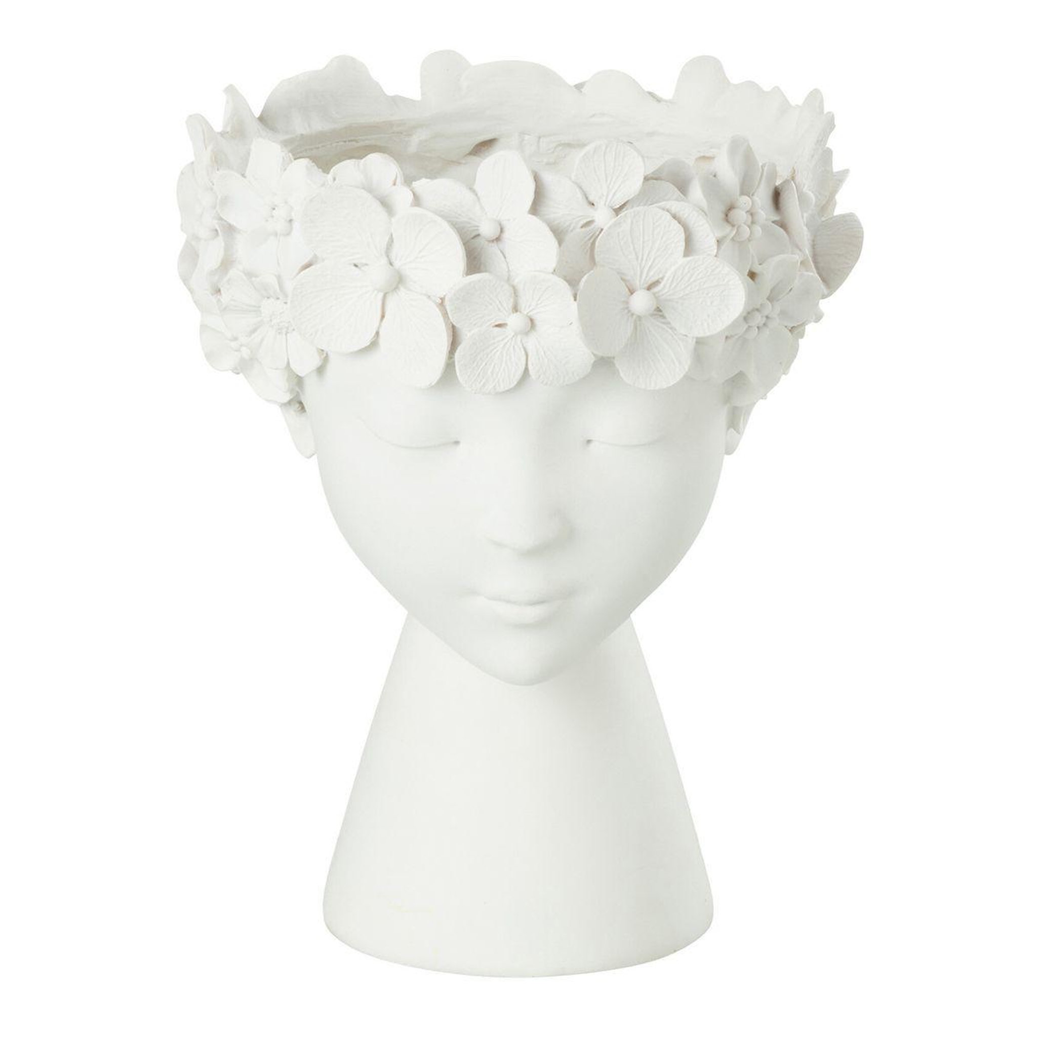 J-LINE Cache-pot déco  tête  23cm blanc