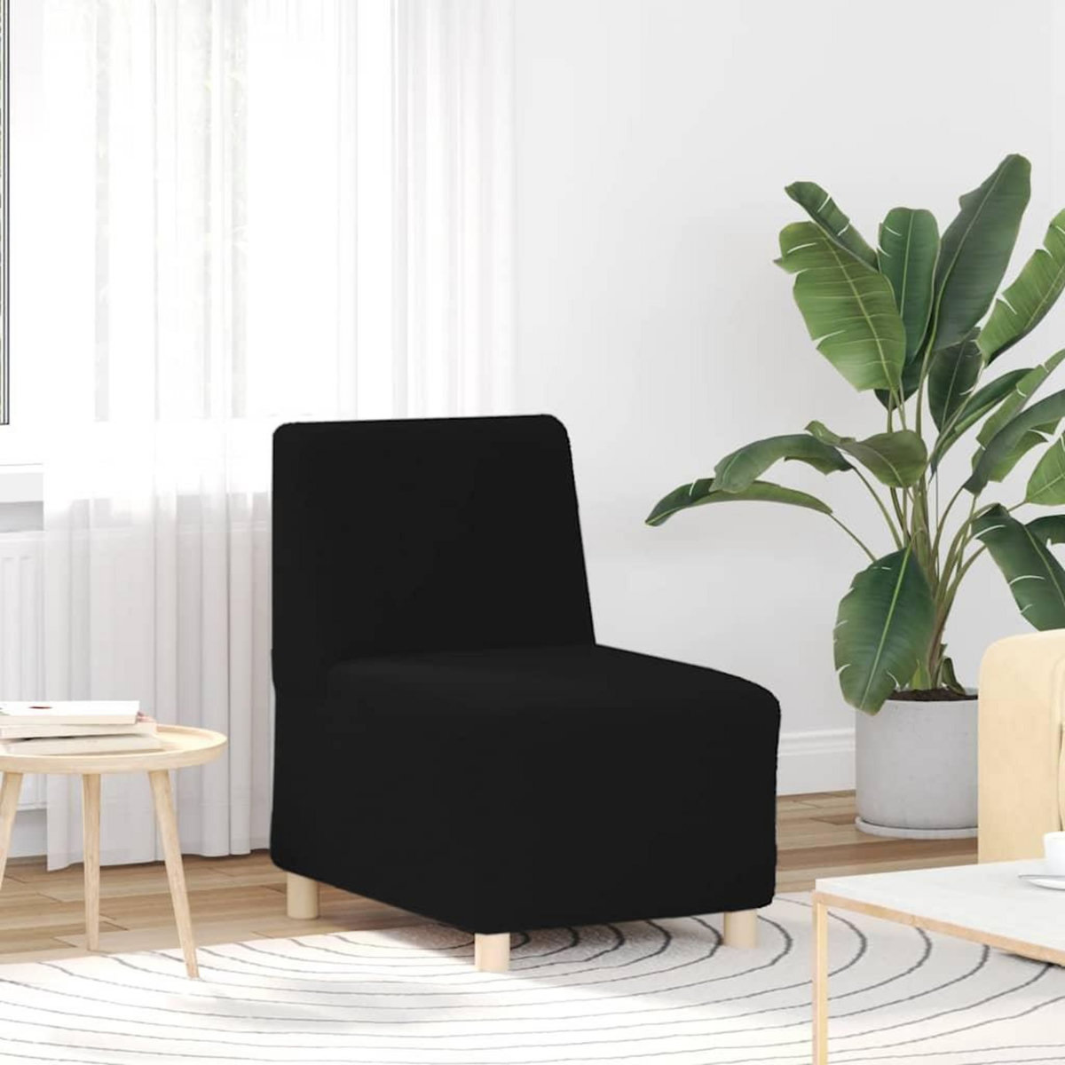 VIDAXL Fauteuil noir 55 cm tissu imitation laine bouclee