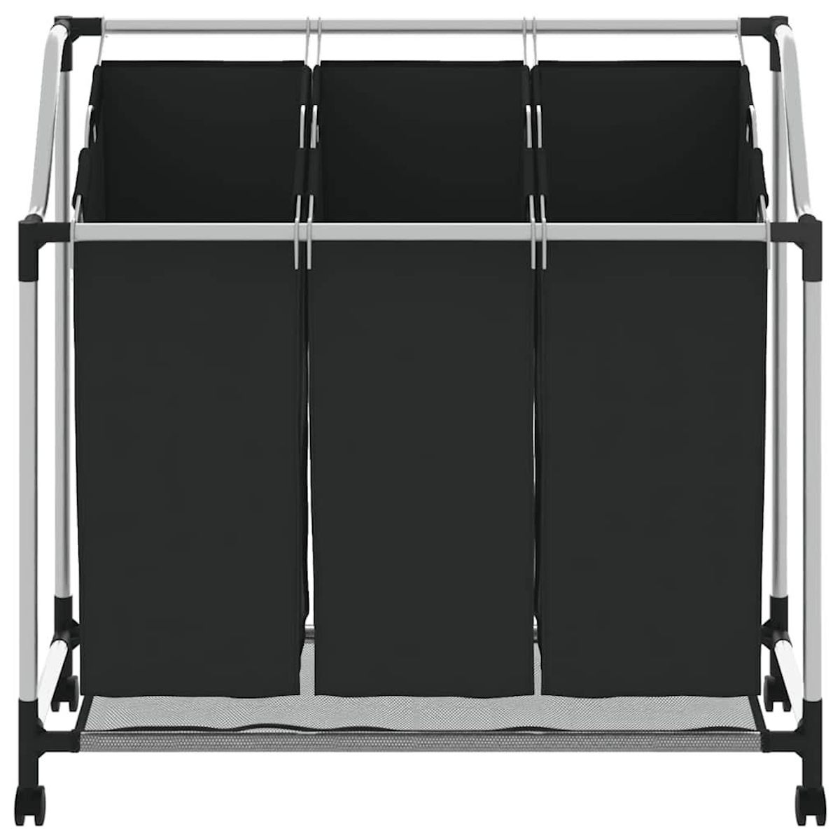 VIDAXL Trieuse a linge avec 3 sacs Noir Acier