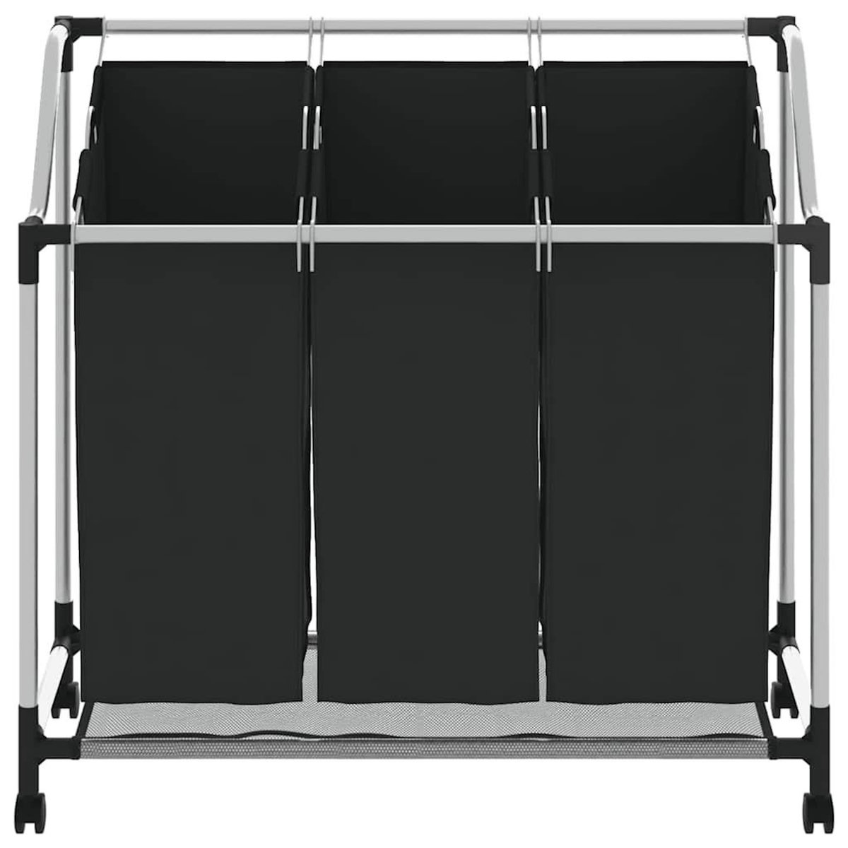 VIDAXL Trieuse a linge avec 3 sacs Noir Acier