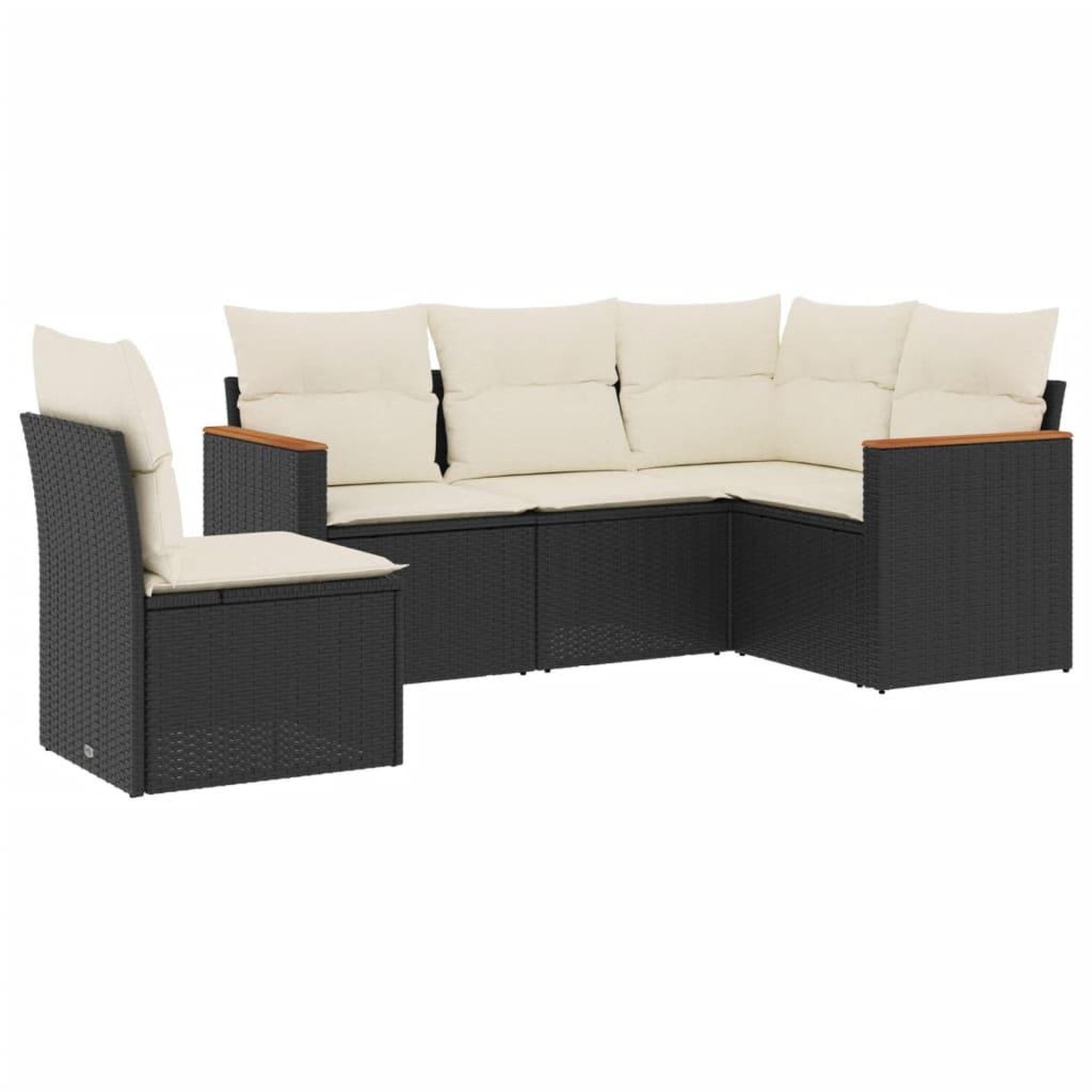 Voir la diapositive 2 : VIDAXL Salon de jardin 5 pcs avec coussins noir resine tressee