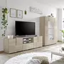 KASALINEA Grand meuble TV contemporain couleur chêne DOMINOS 3-L 181 x P 42 x H 57 cm- Beige
