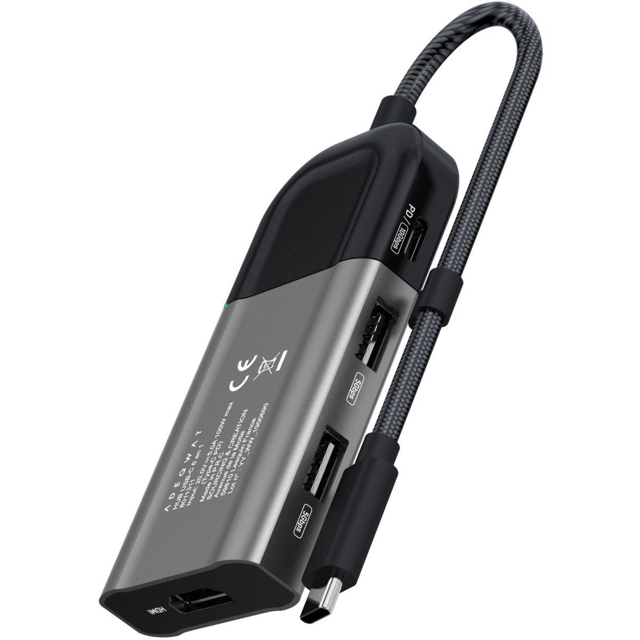 Voir la diapositive 2 : ADEQWAT Hub usb c usb-c / multiports 6 en 1