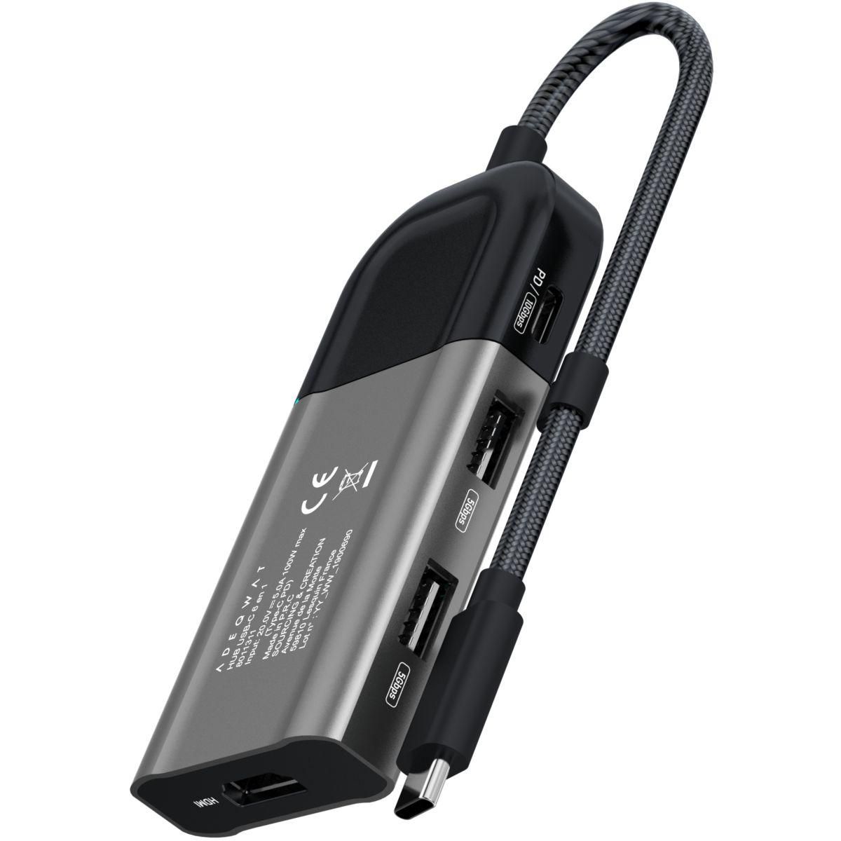 ADEQWAT Hub USB C USB-C / multiports 6 en 1