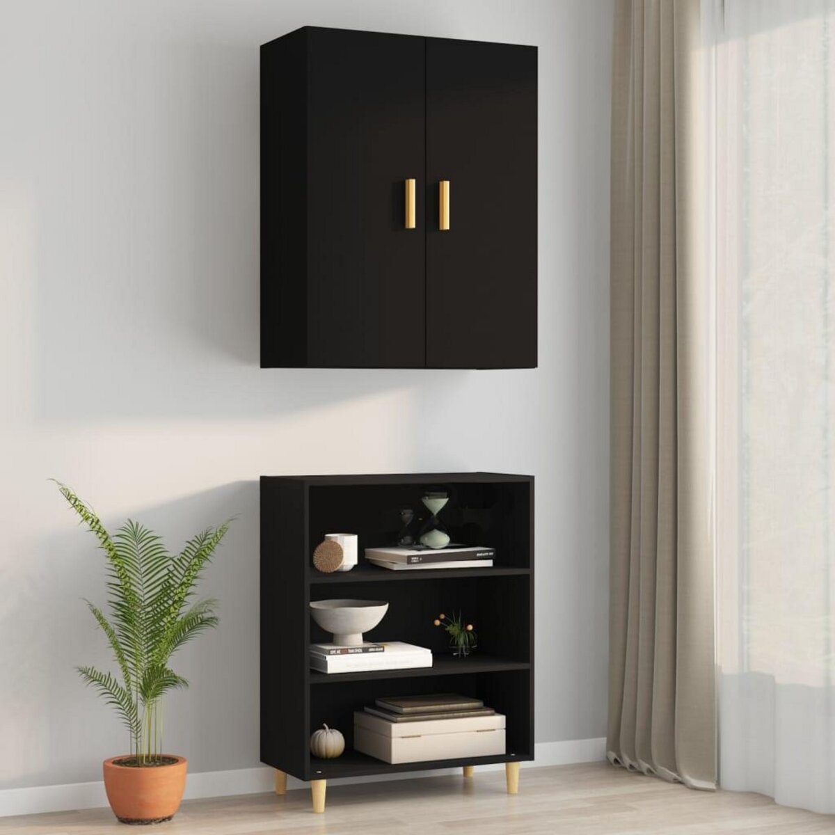 VIDAXL Armoire murale suspendue Noir 69,5x34x90 cm