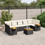 VIDAXL Salon de jardin 8 pcs avec coussins noir resine tressee