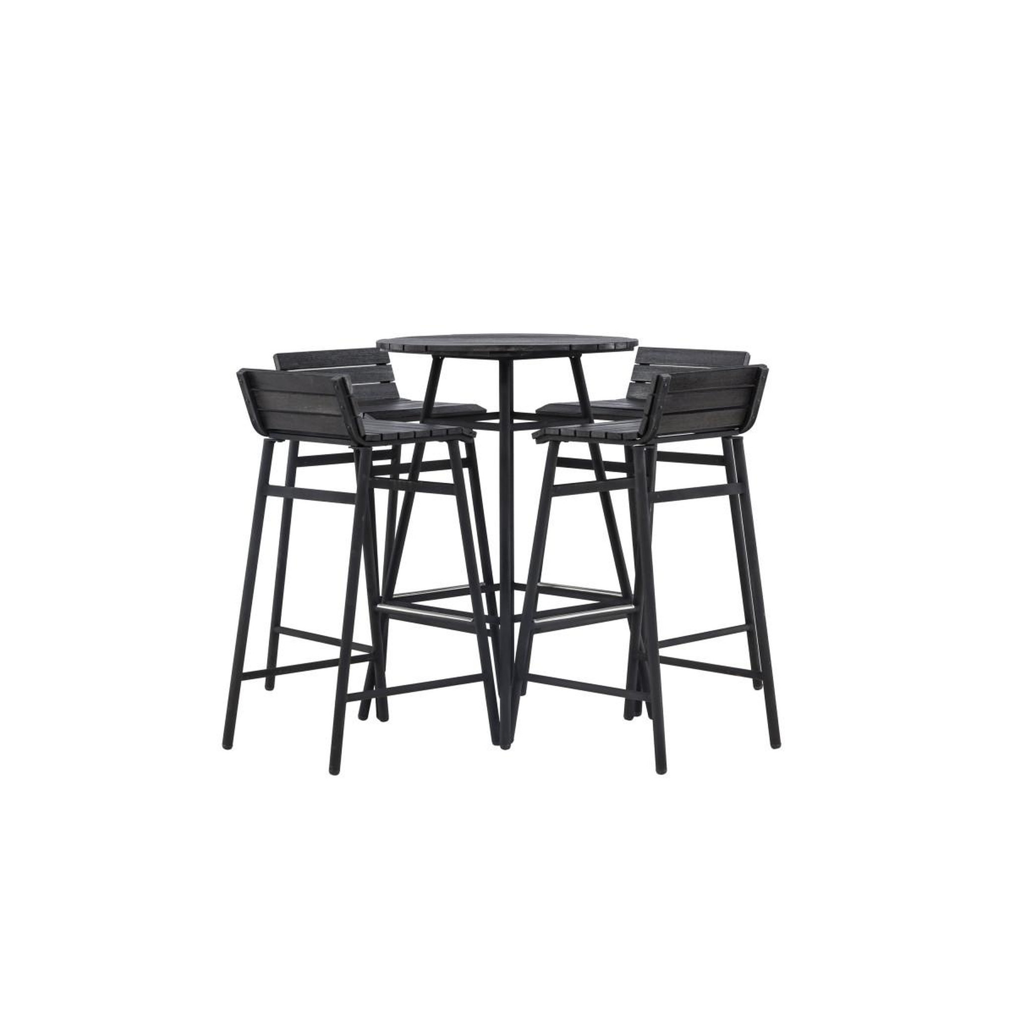 Voir la diapositive 4 : Paris Prix Ensemble Table de Bar de Jardin & 4 Tabourets  Mexico  95cm Noir