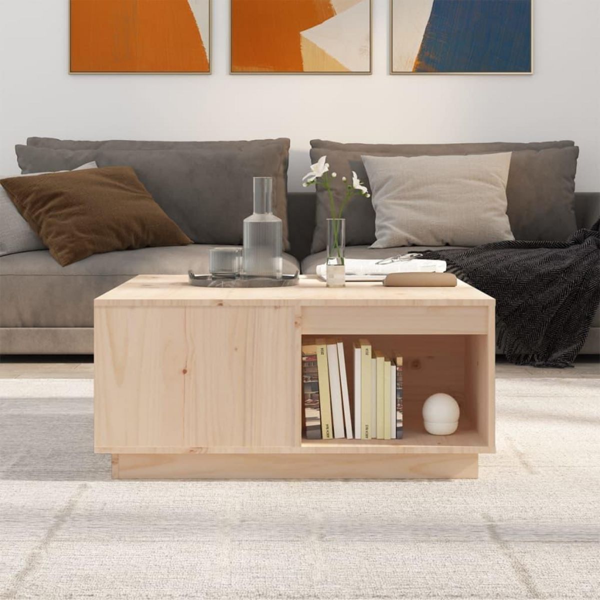 VIDAXL Table basse 80x81x36,5 cm Bois massif de pin