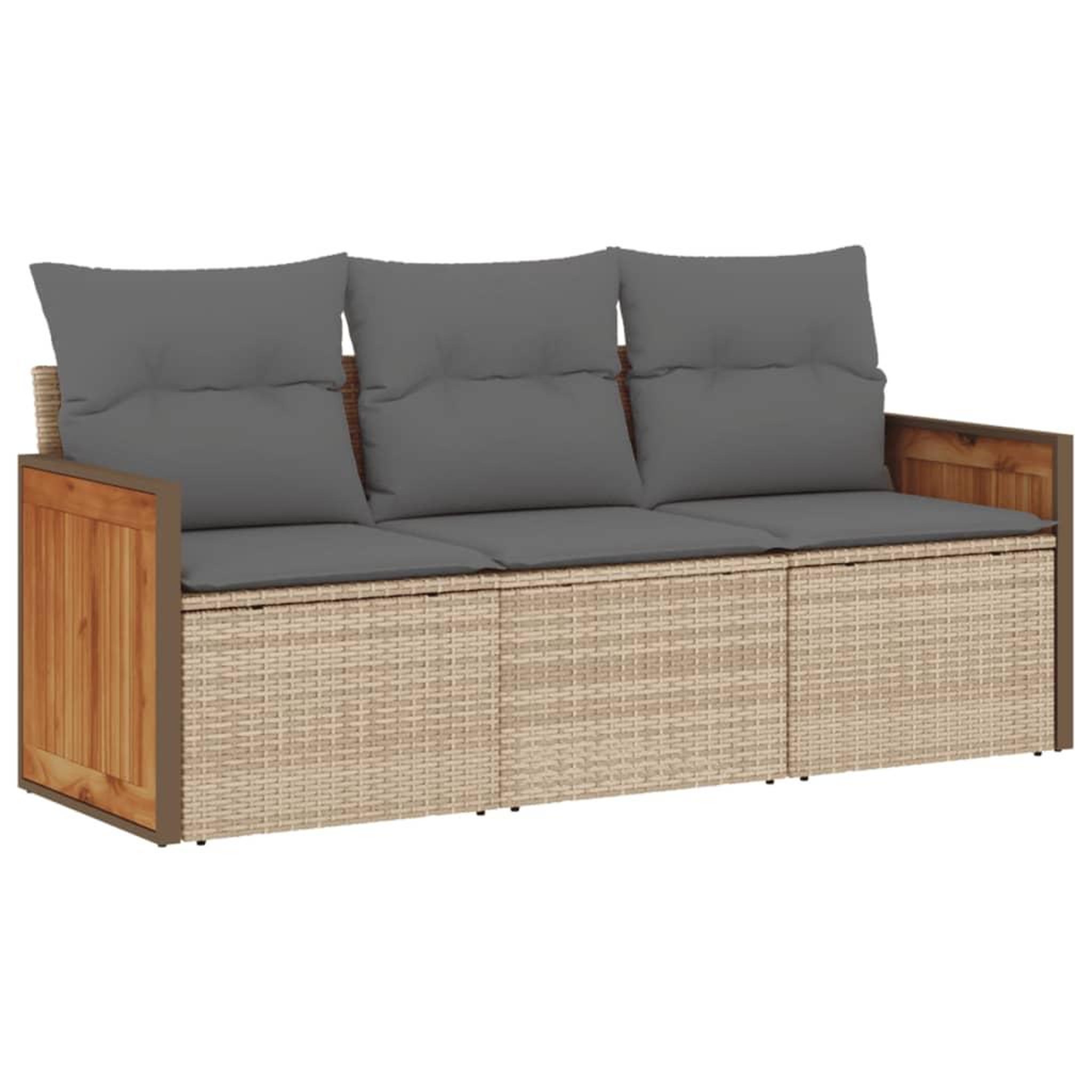 Voir la diapositive 2 : VIDAXL Salon de jardin avec coussins 3 pcs beige resine tressee