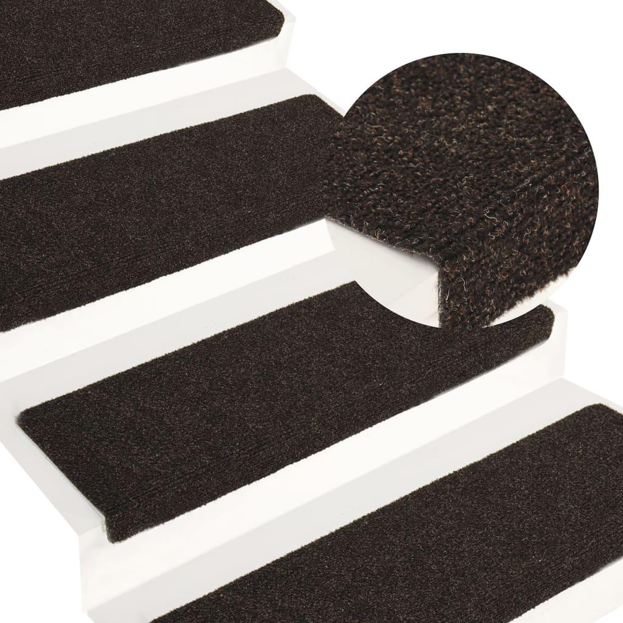 VIDAXL Tapis d'escalier 15 pcs Tissu aiguillete 65x21x4cm Marron fonce