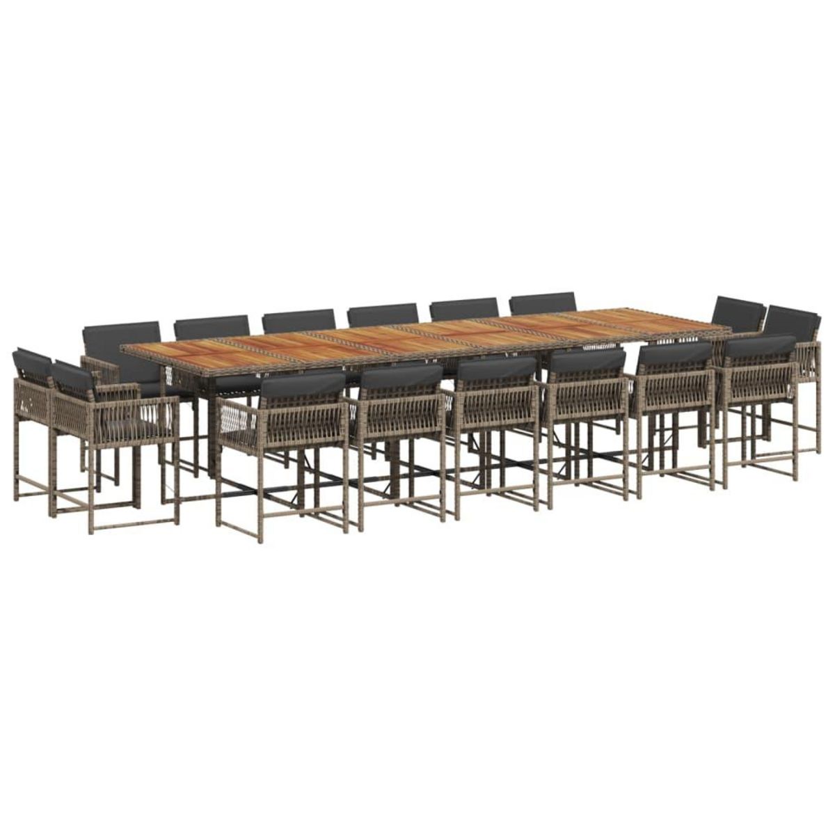 VIDAXL Ensemble a manger de jardin 17 pcs et coussins resine tressee