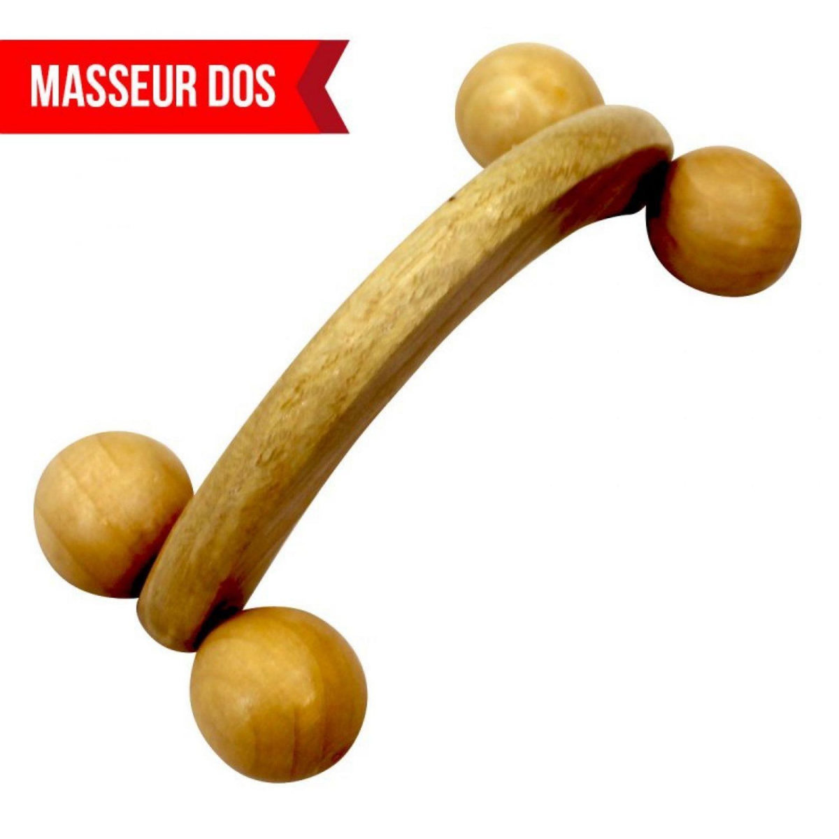 VIVEZEN Kit de massage 4 pièces, rouleau en bois pour le dos, la tête, les pieds et multi-usage