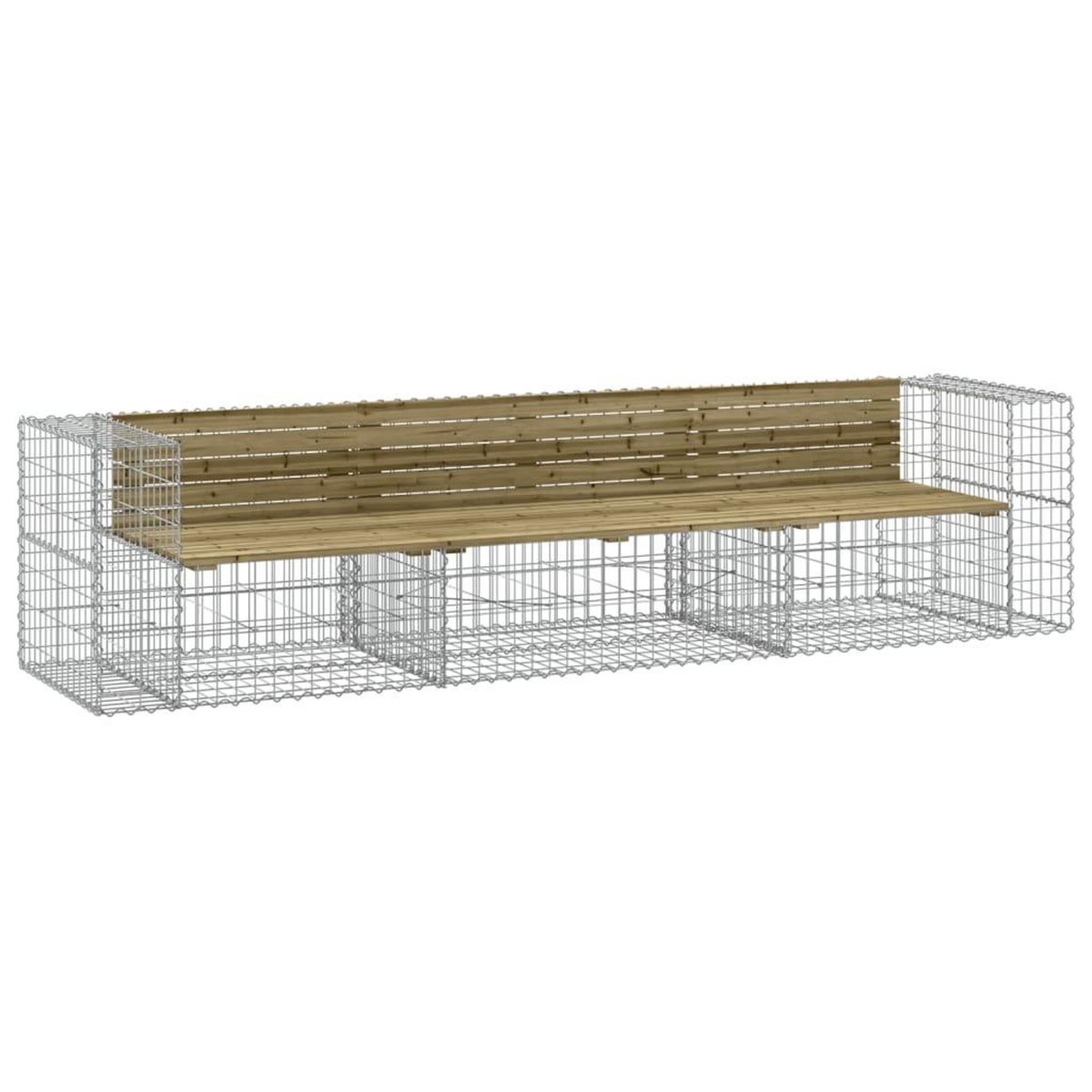 VIDAXL Banc de jardin design gabion 287x71x65,5cm bois de pin impregne