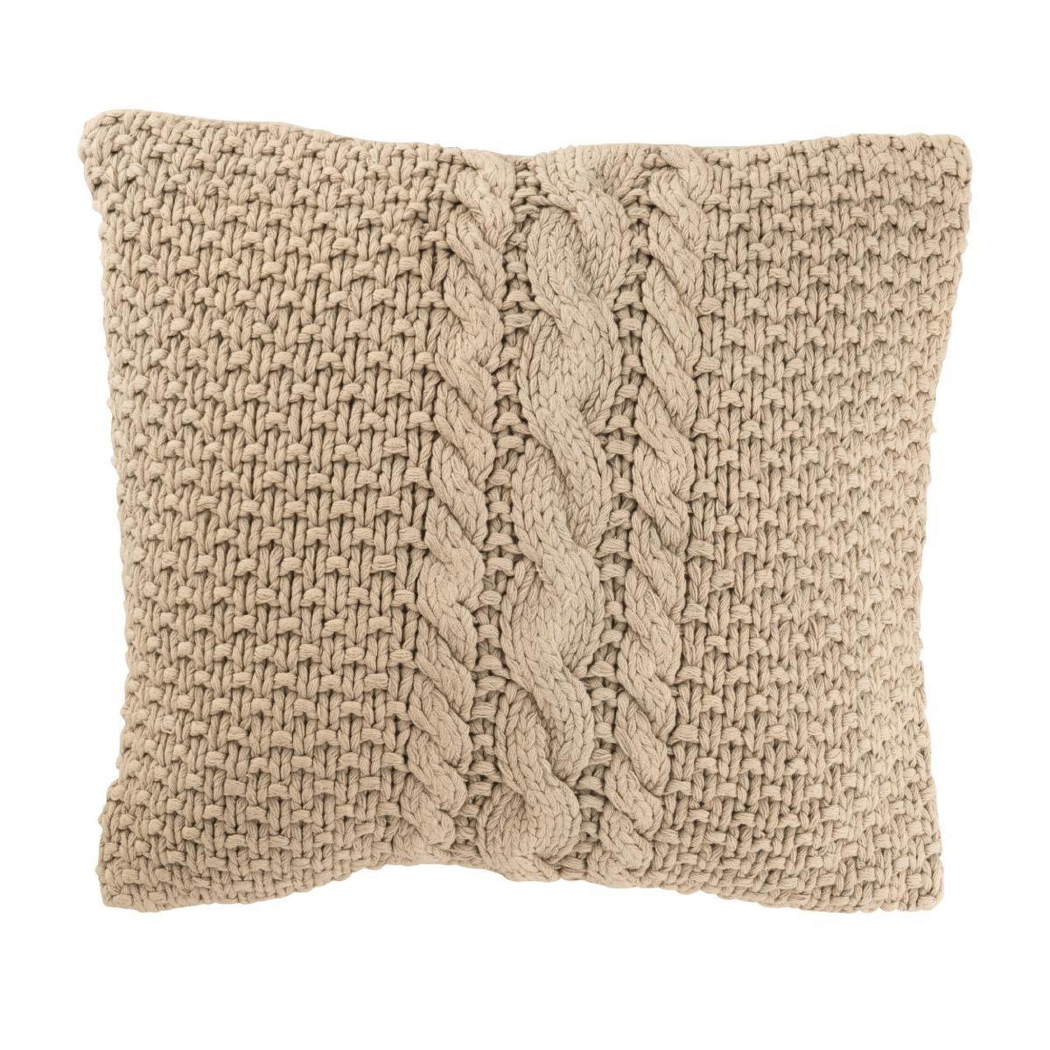 J-LINE Coussin en tricot tressé  helena  50x50cm beige