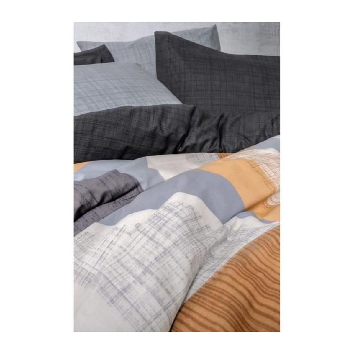 GENERIQUE Parure de lit - 129CTN64490 - 1 housse de couette 220 x 240 cm + 2 taies d'oreiller 60 x 60 cm - 100% coton ranforcé - Gris