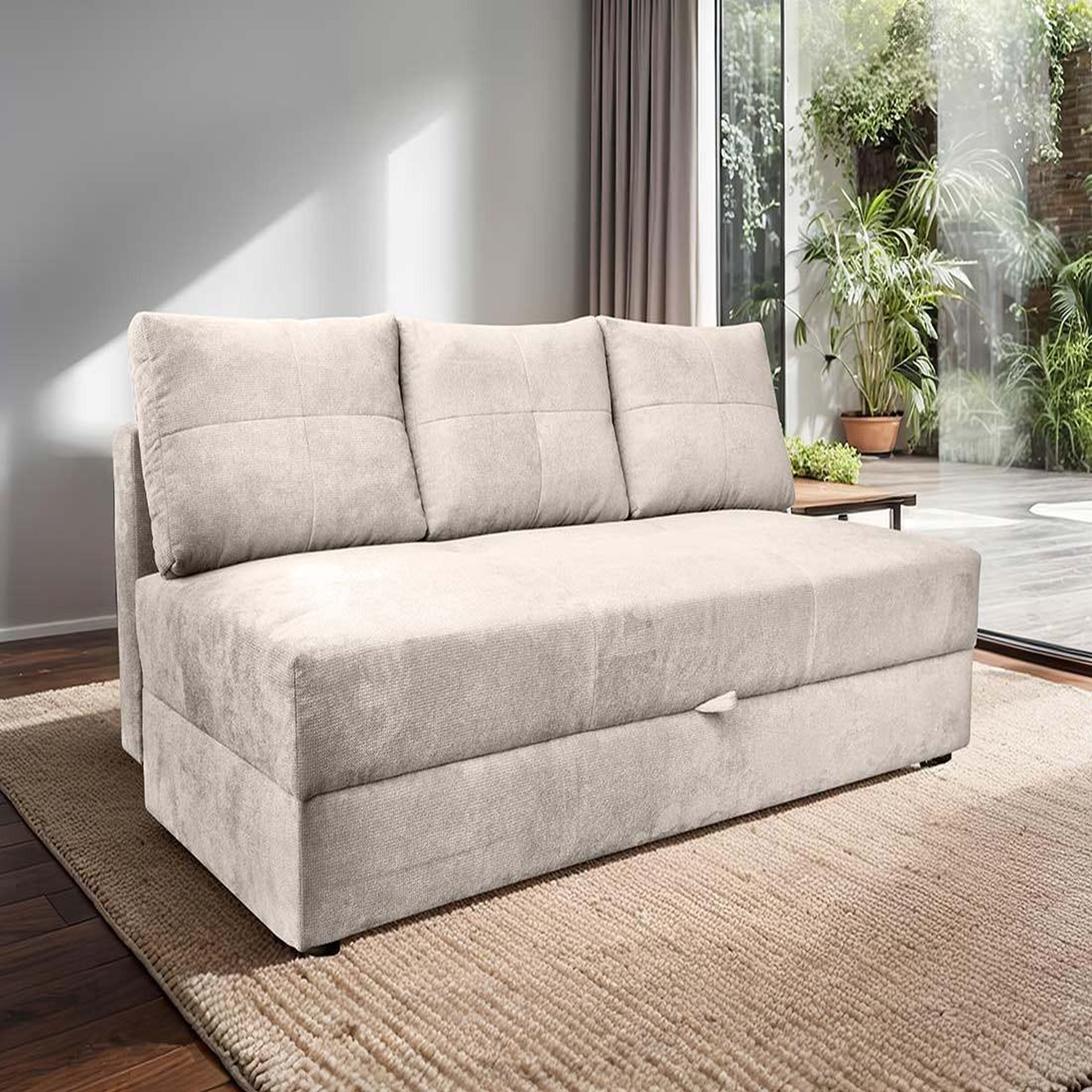 Voir la diapositive 1 : BEST MOBILIER Lucina - canapé droit 3 places - convertible avec coffre - en velours