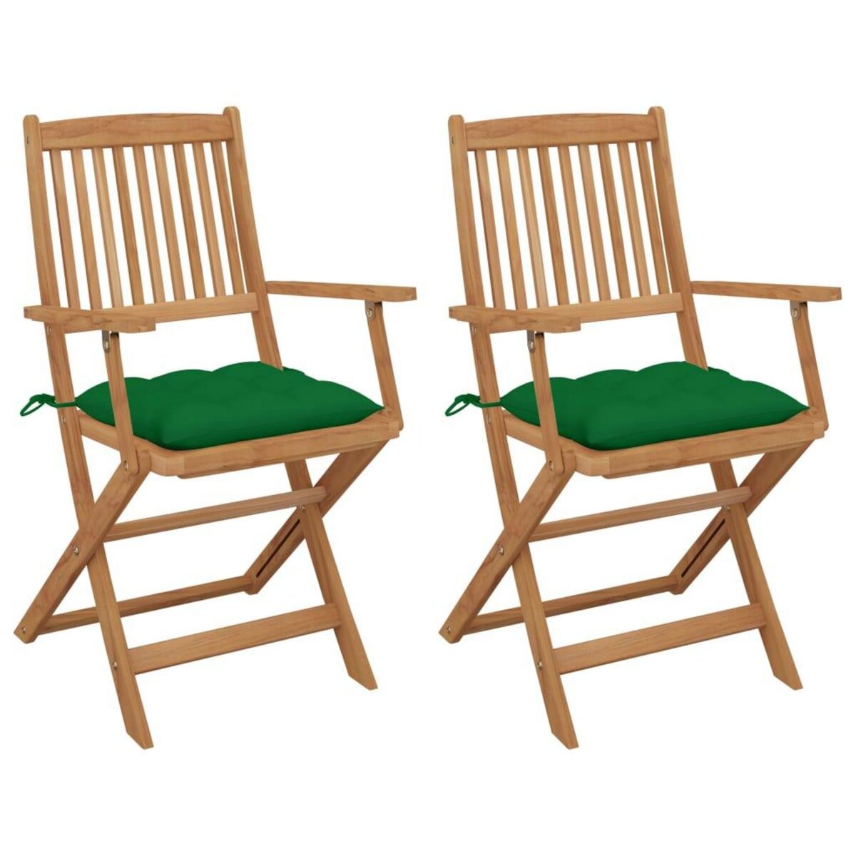 VIDAXL Chaises pliables de jardin lot de 2 avec coussins Bois d'acacia