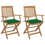 VIDAXL Chaises pliables de jardin lot de 2 avec coussins Bois d'acacia