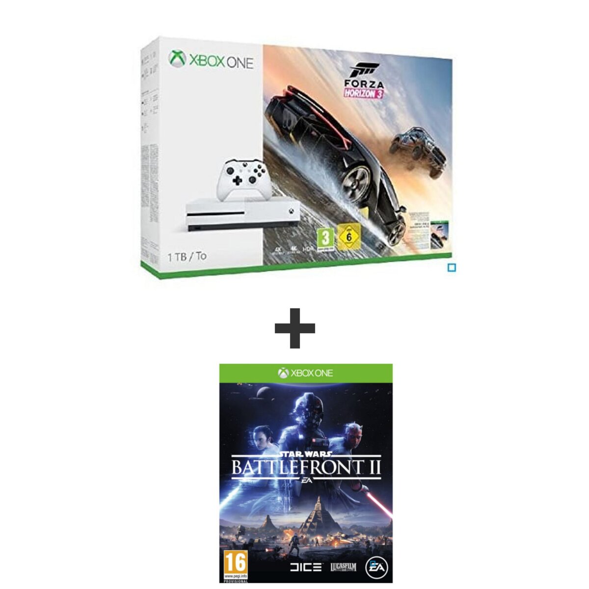  Console Xbox One S 1To + Forza Horizon 3 + Star Wars Battlefront II