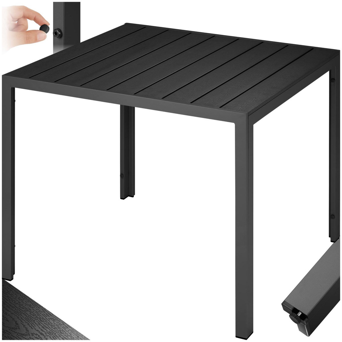 tectake Table de jardin en aluminium et plastique noir