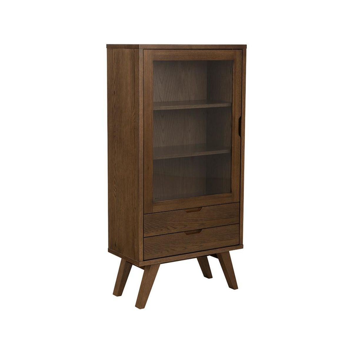 LISA DESIGN Pauline - vitrine - chêne foncé - 2 tiroirs et 1 porte - 72x145 cm