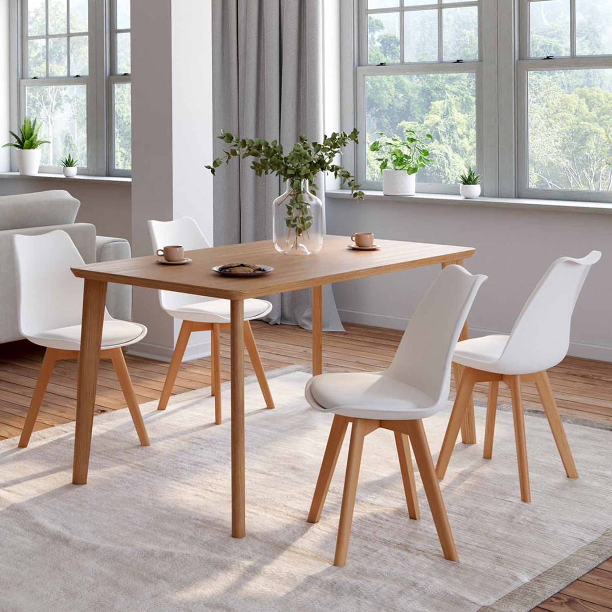 ID MARKET Lot de 4 chaises scandinaves SARA blanches pour salle à manger