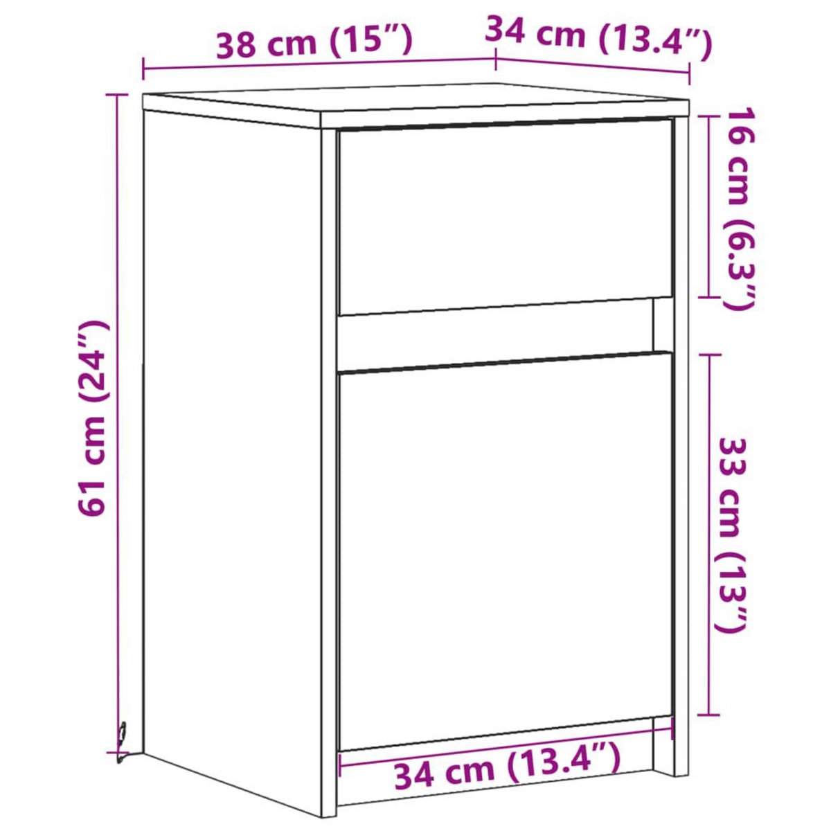 VIDAXL Armoire de chevet avec lumieres LED blanc bois d'ingenierie