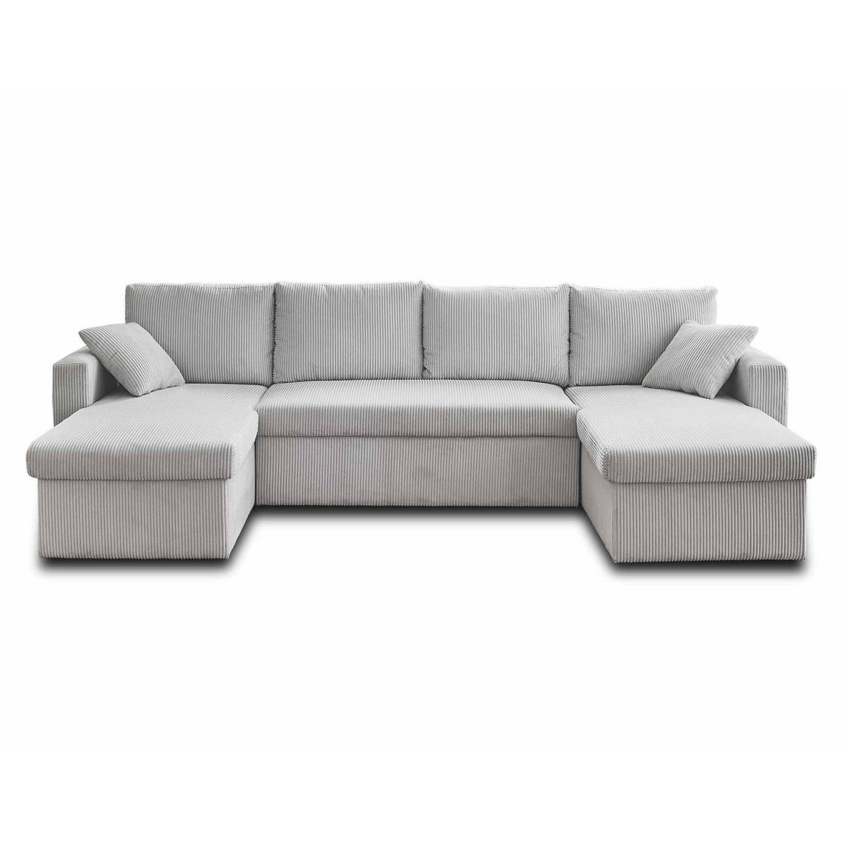 BEST MOBILIER Cyrus - canapé panoramique en u - 7 places - convertible avec coffre - en velours côtelé