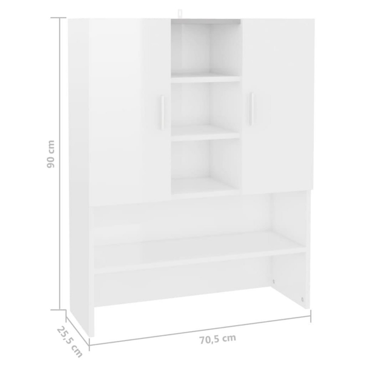 VIDAXL Meuble pour machine a laver Blanc brillant 70,5x25,5x90 cm