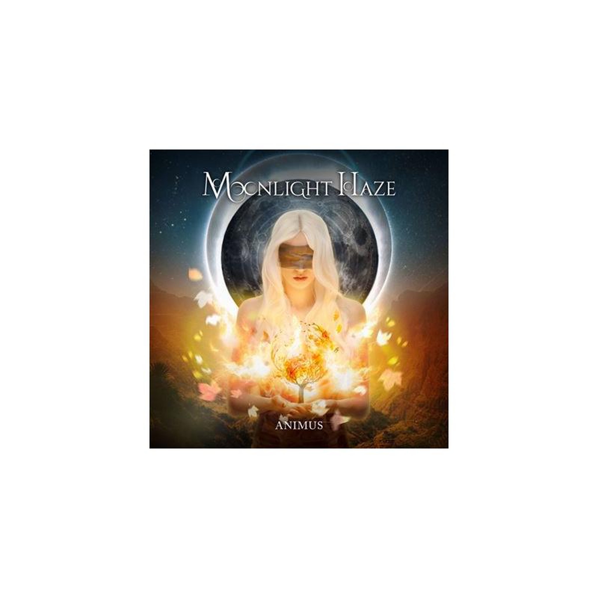 Vinyle animus moonlight haze, pochette fantasy mystique à l'ange capuchonné et halo doré