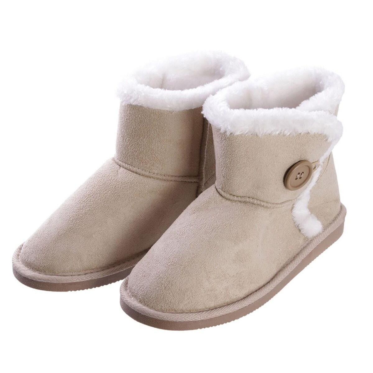 The Home Deco Factory Bottines fourr es beige pas cher Auchan