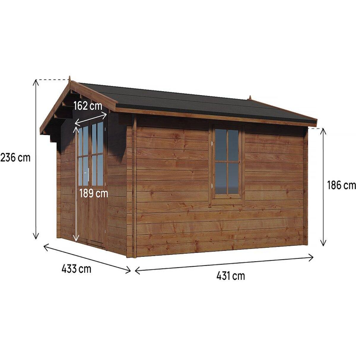 Habitat et Jardin Abri de jardin bois  traité autoclave marron  Montlaur  - 18,9 m² - 35 mm