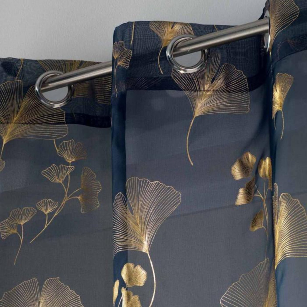 Paris Prix Rideau Voilage à Œillets  Bloomy  140x240cm Bleu