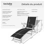 Voir la diapositive 6 : tectake Transat en acier pliable noir/gris