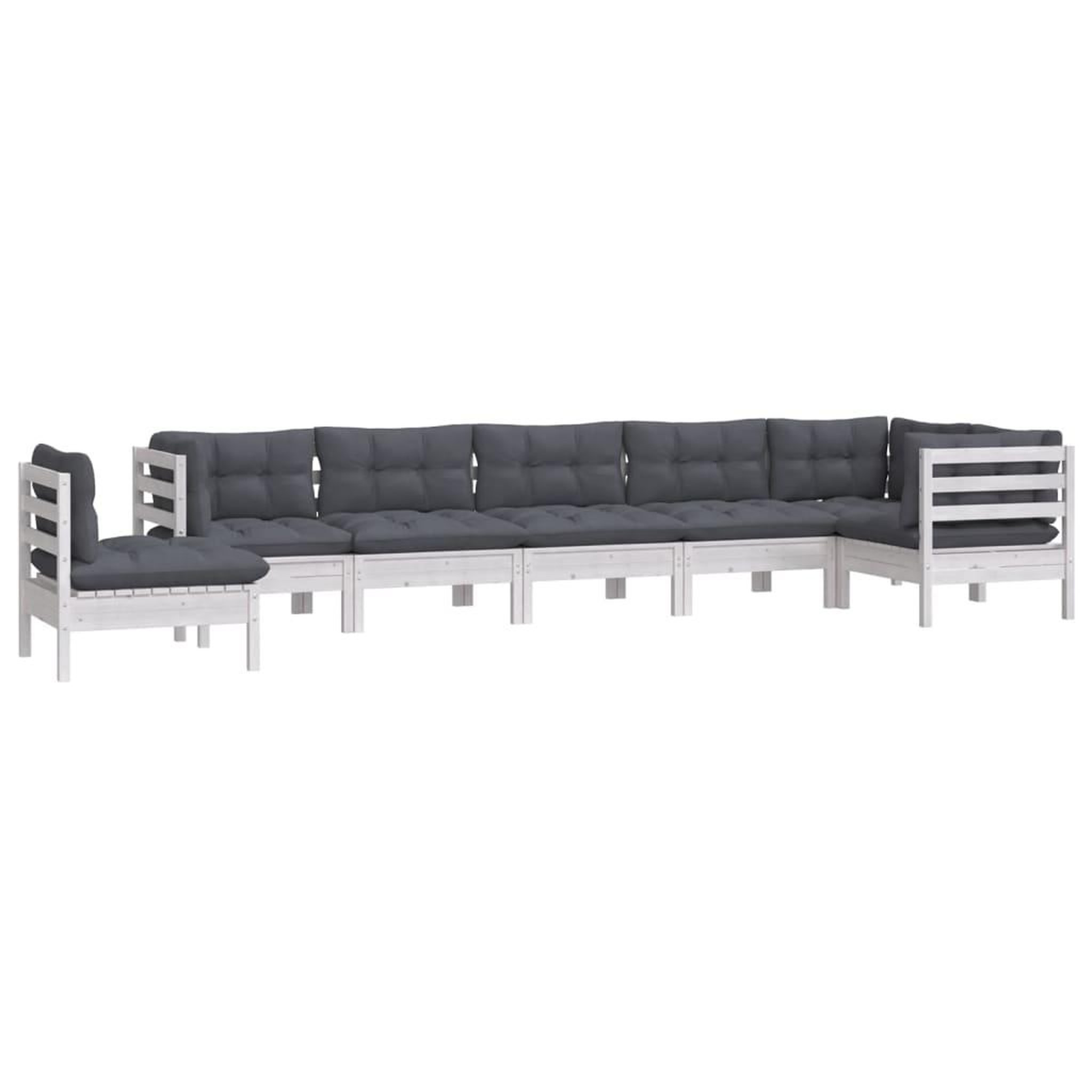 Voir la diapositive 3 : VIDAXL Salon de jardin 8 pcs avec coussins blanc bois de pin massif