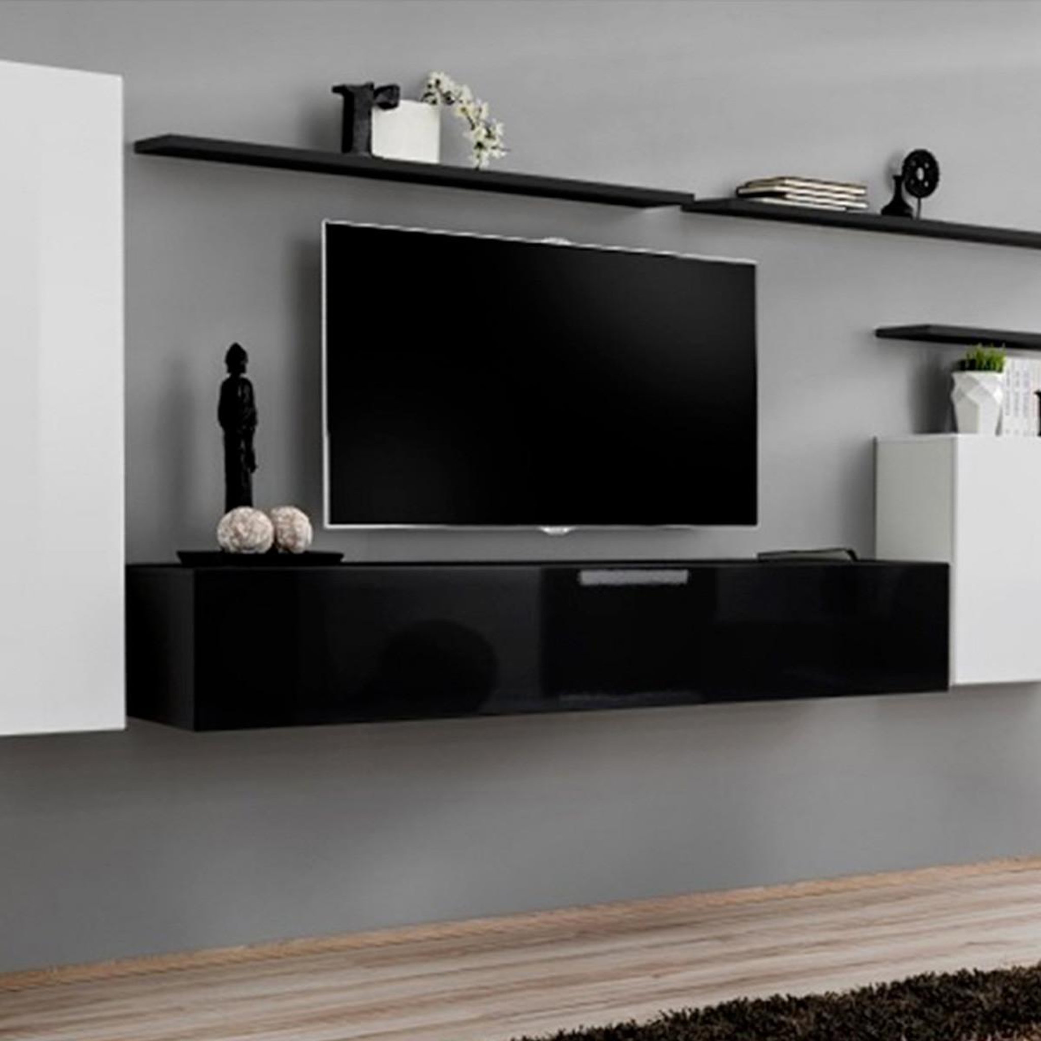 Paris Prix Meuble tv mural design  switch i  330cm blanc & noir