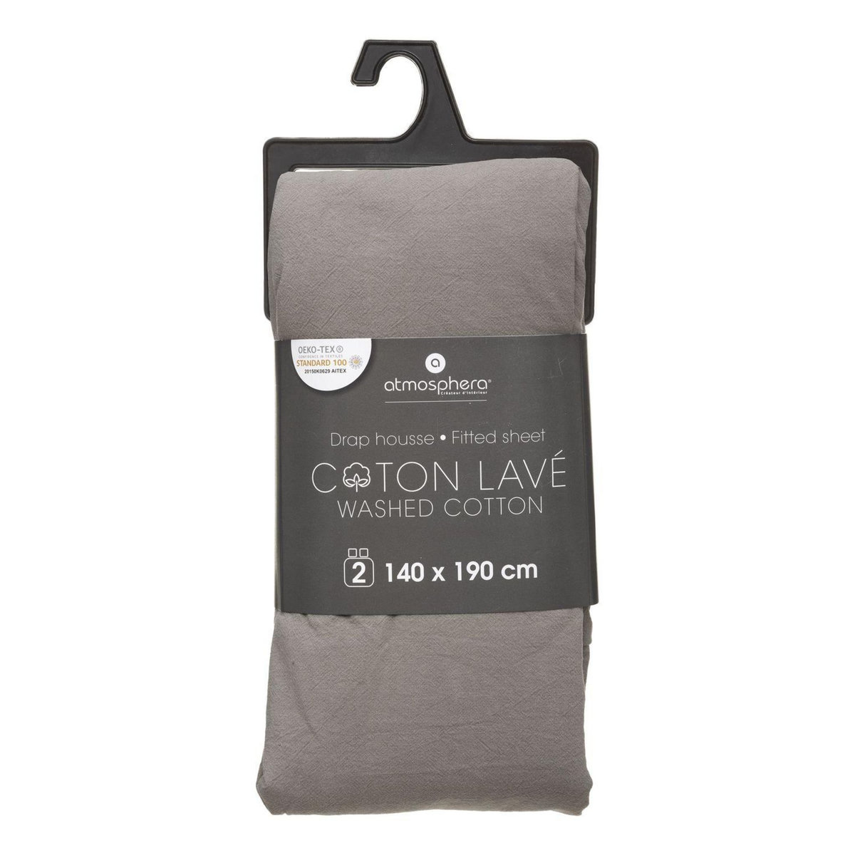 ATMOSPHERA Drap Housse bonnet 27 cm 100% Coton lavé