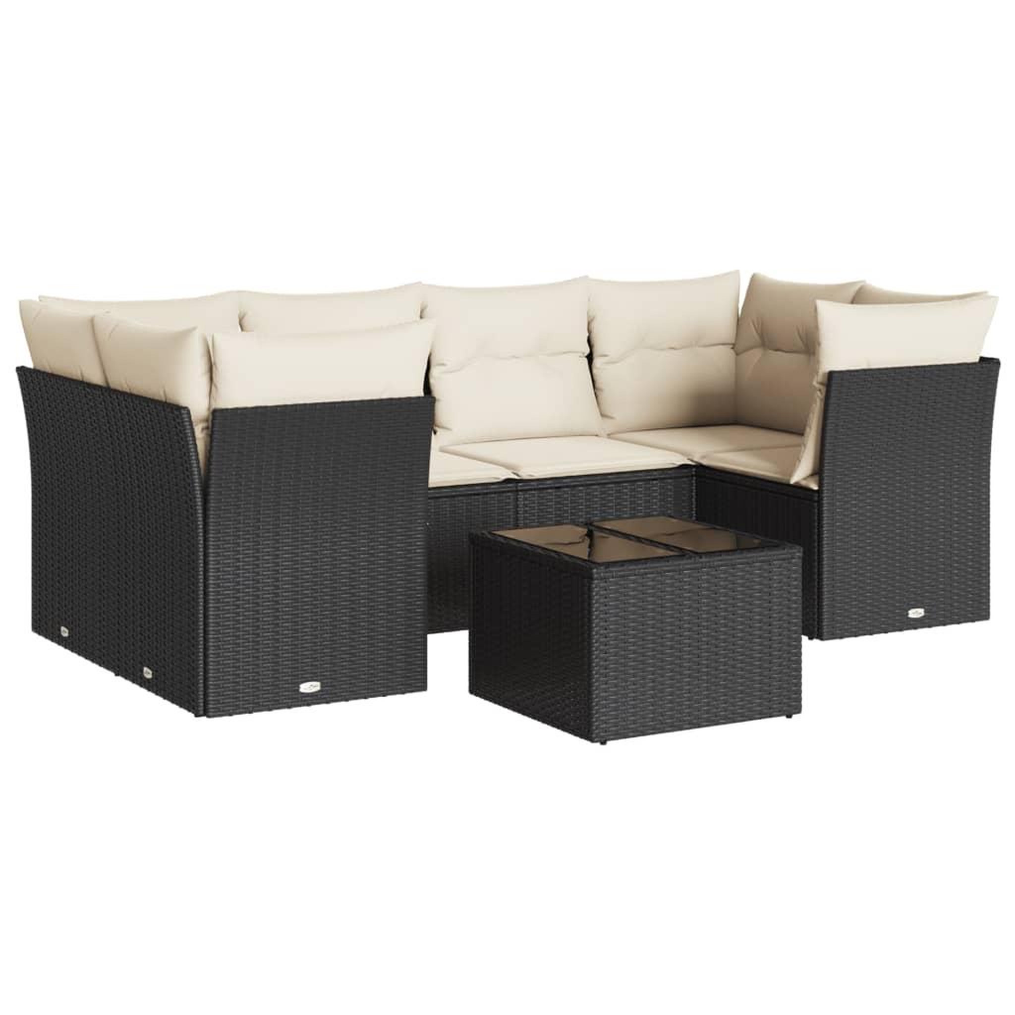 Voir la diapositive 2 : VIDAXL Salon de jardin 7 pcs avec coussins noir resine tressee