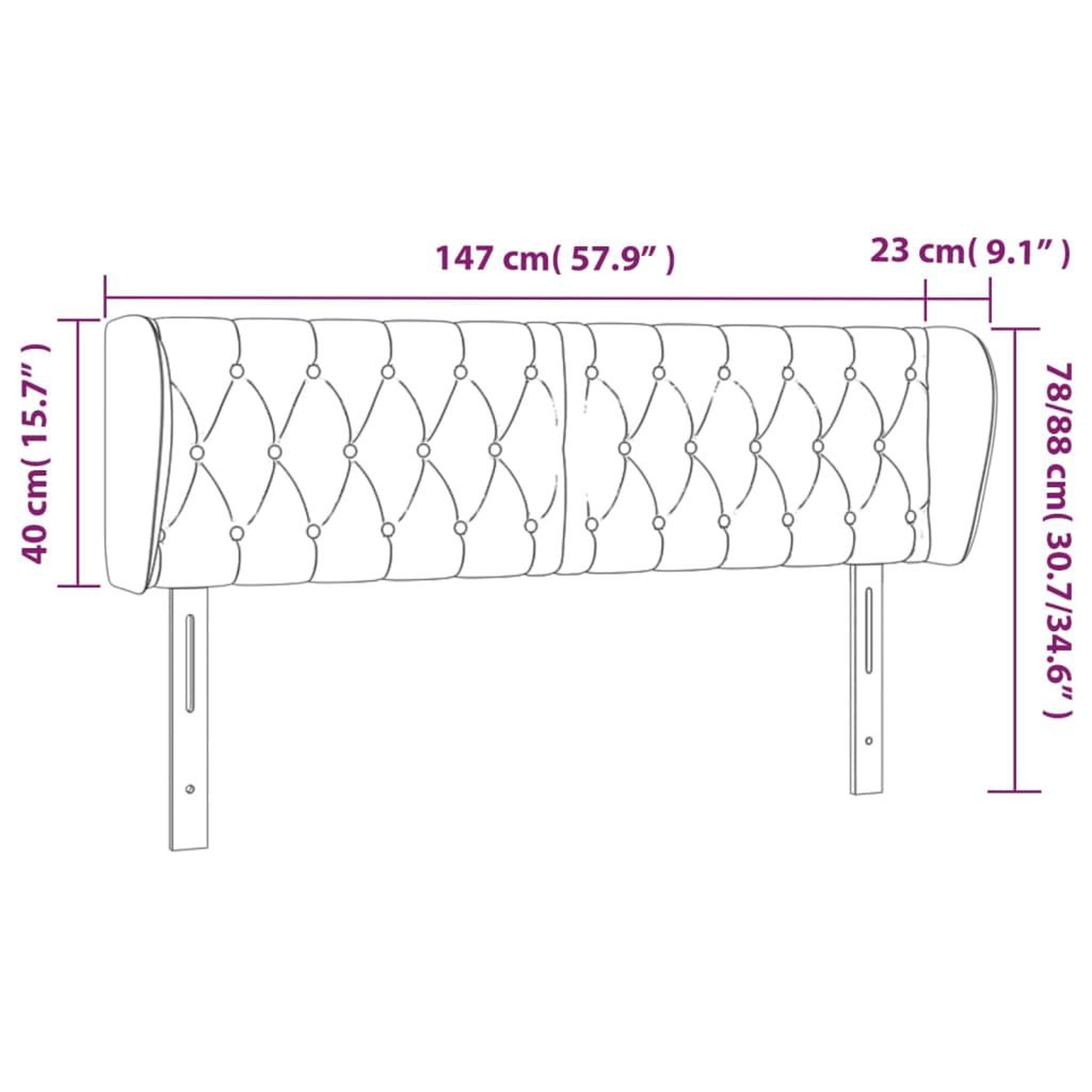 Voir la diapositive 6 : VIDAXL Tete de lit avec oreilles Gris clair 147x23x78/88 cm Tissu