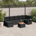 VIDAXL Salon de jardin 8 pcs avec coussins noir resine tressee