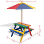Voir la diapositive 6 : VIDAXL Table et bancs de pique-nique avec parasol pour enfants Bois
