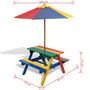 Voir la diapositive 6 : VIDAXL Table et bancs de pique-nique avec parasol pour enfants Bois
