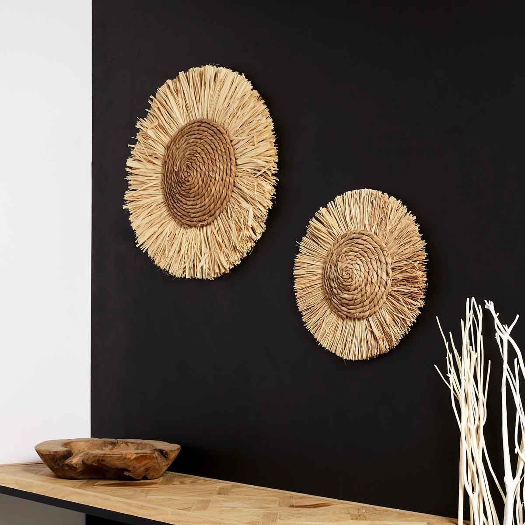 Voir la diapositive 2 : The Home Deco Factory Décoration murale ronde  mirage  37cm naturel
