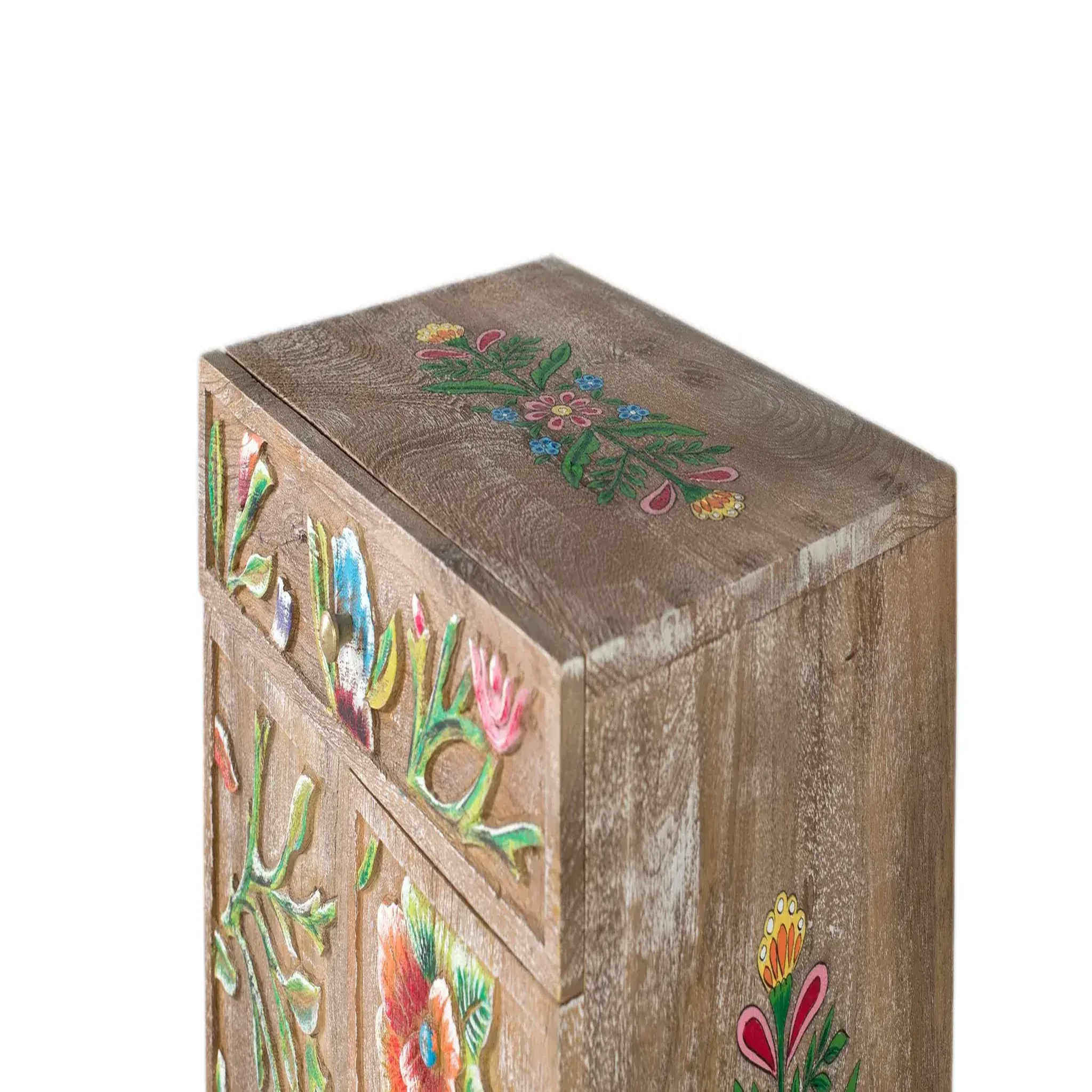 Voir la diapositive 3 : GINER Y COLOMER SL Meuble d'appoint en bois de manguier 42 cm style artisanal ethnique