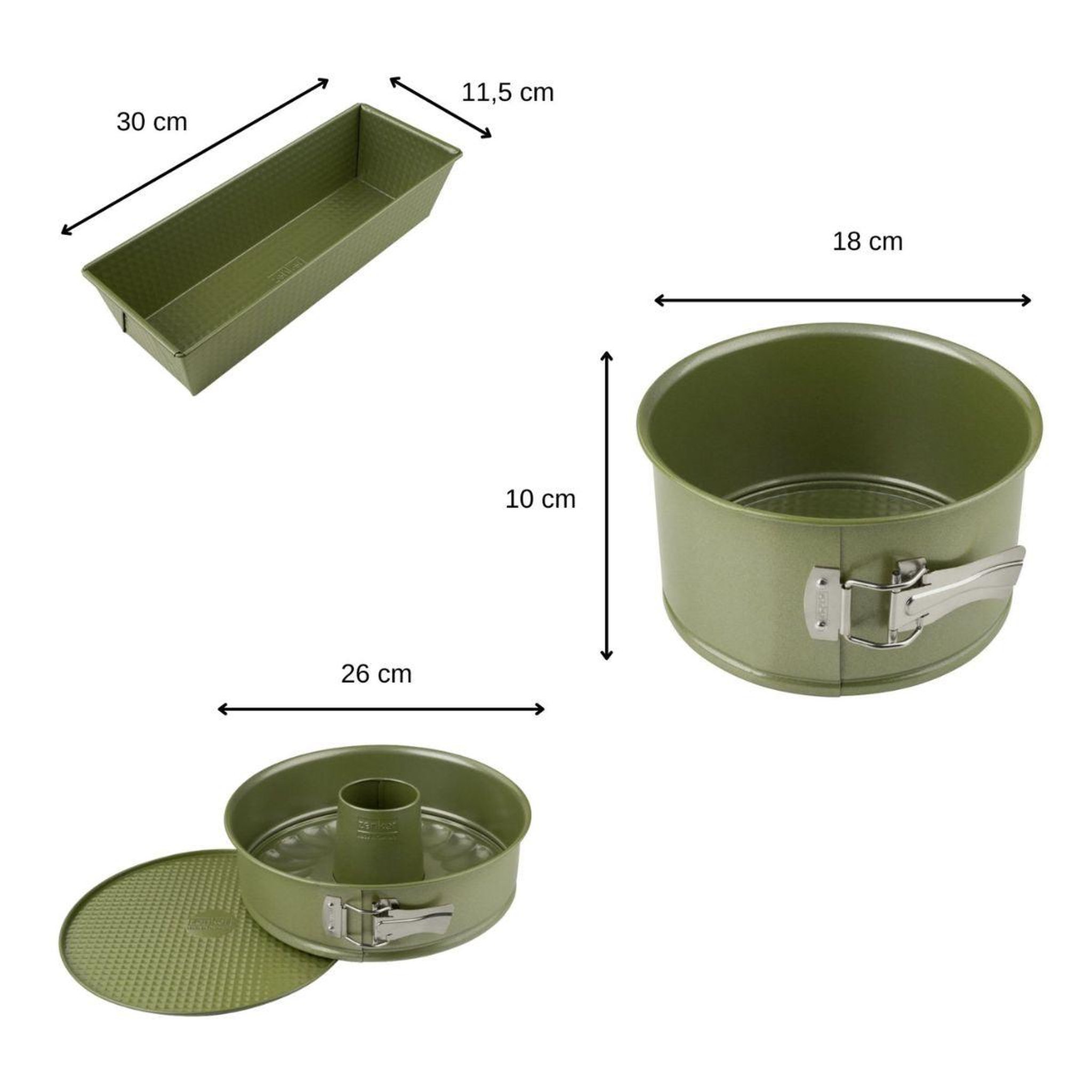 Voir la diapositive 3 : ZENKER Ensemble de 3 moules à gâteaux de 18 à 30 cm zenker green vision