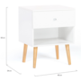 Voir la diapositive 5 : ID MARKET Lot de 2 tables de chevet EMMIE scandinaves 1 tiroir avec niche blanc