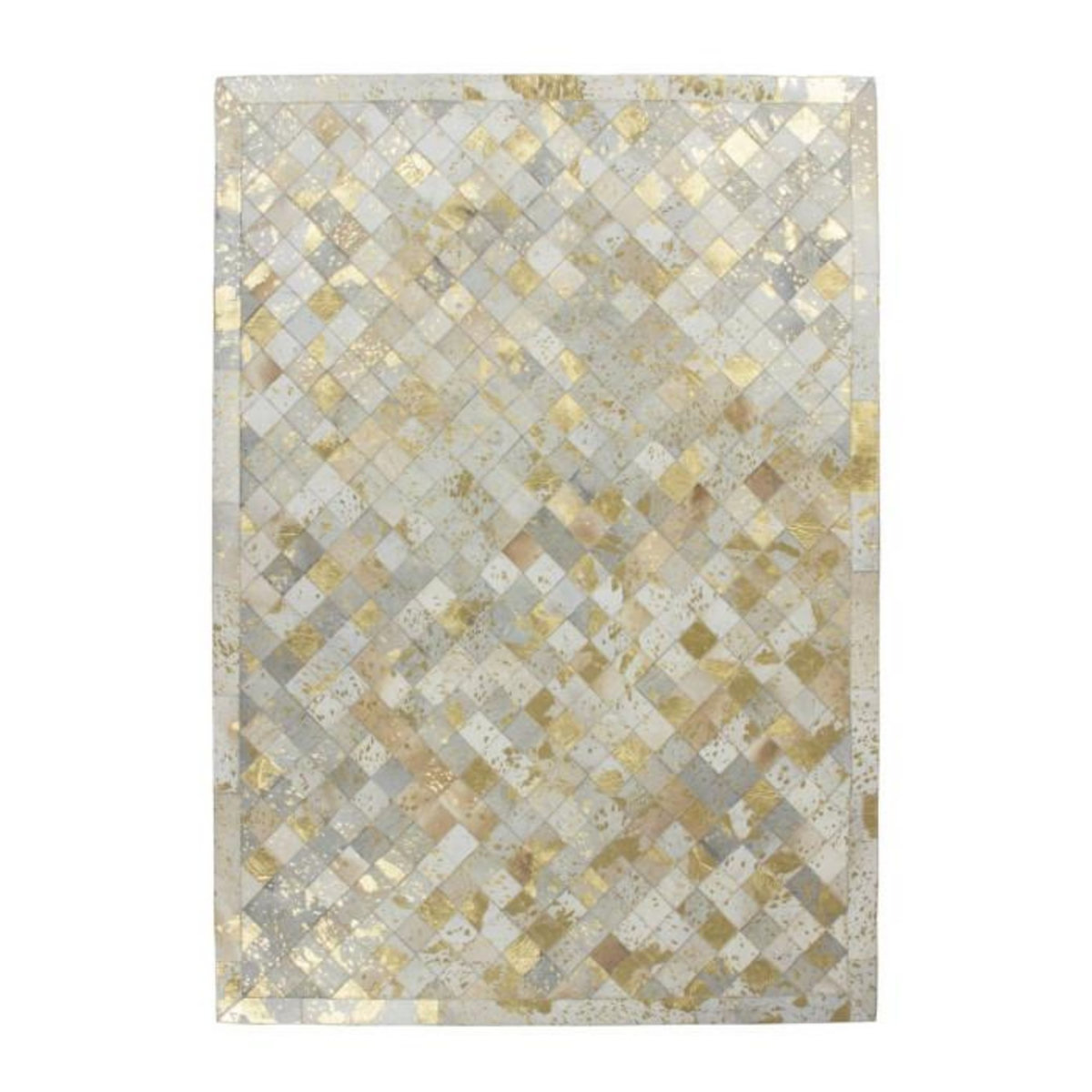 Paris Prix Tapis en Cuir Effet Mosaïque  Lavish  Ivoire & Or