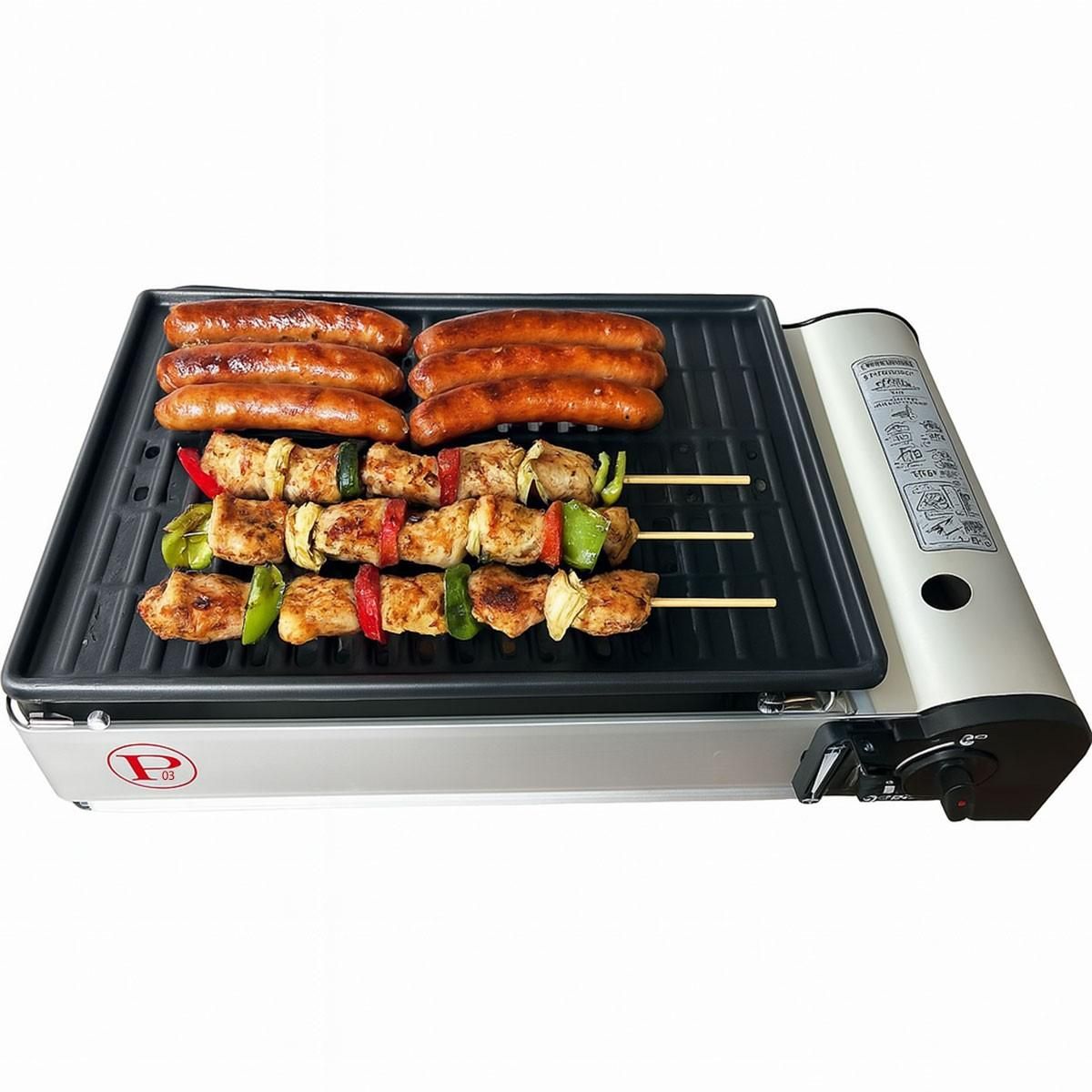 PROJECT Barbecue à gaz Portable Grill 1900W Allumage Piezo + Récupérateur de graisse amovible & lavable Camping COOK160